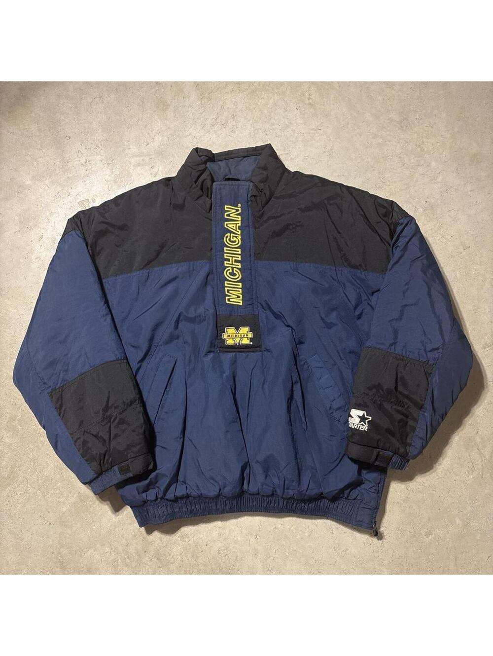 Vintage 90s Starter Michigan Wolverines Puffer Jacket Mens Large